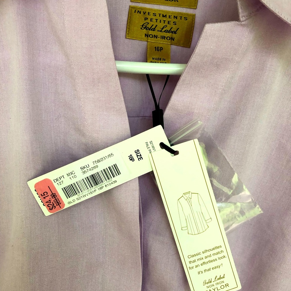 INVESTMENTS PETITE (Taylor) Non-iron, lavender, 3/4 sleeves, quality, tailored